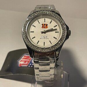 Cincinnati Bengals NFL Jack Mason Women's Rhinestone Stainless-Steel Watch NEW